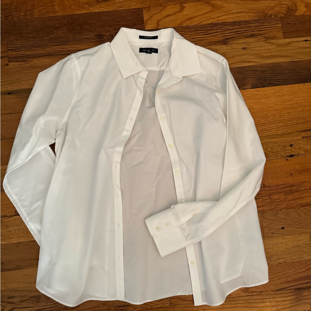 Lands end white button down